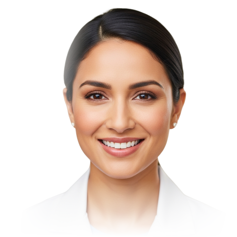 Mulher sorrindo após harmonização facial